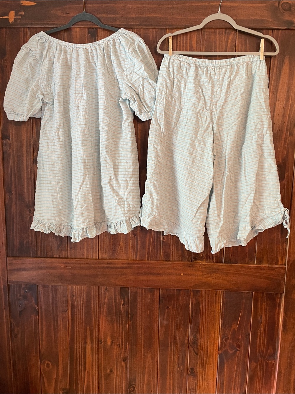 Anthropologie Light Blue Ruffle Capri Pajama Set - Picture 15 of 15